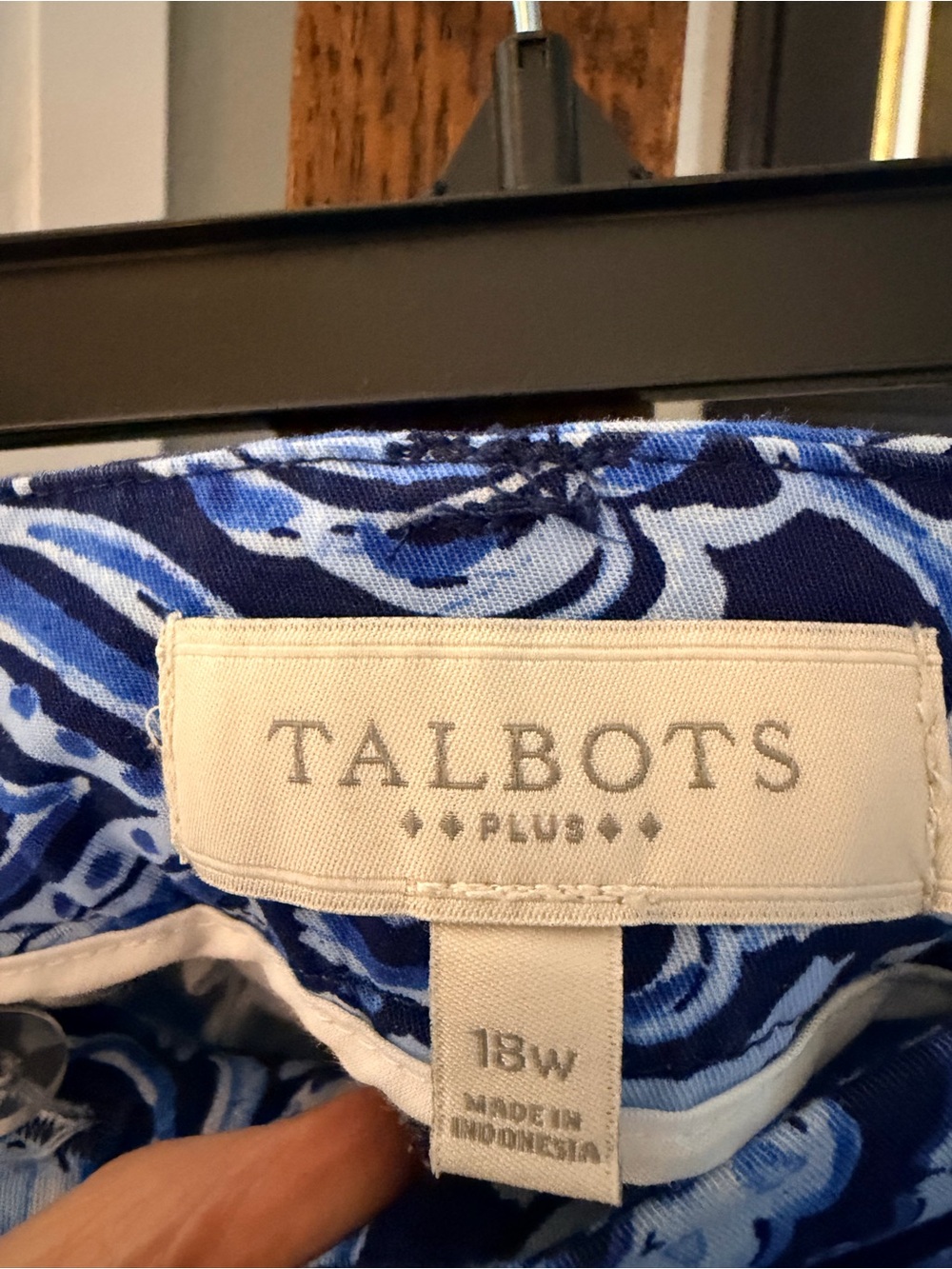 Talbots Navy & Light Blue Paisley Cropped Pants - Picture 5 of 5